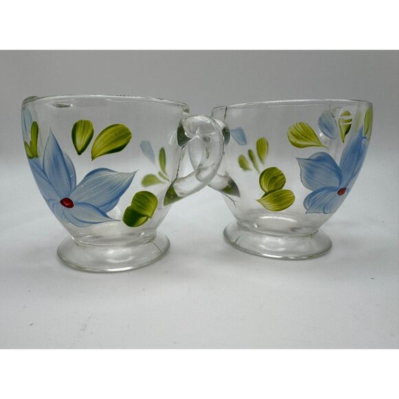 Vintage Bartlett Collins Creamer Sugar Bowl Blue Flowers Gay Fad 50’s Vtg - Picture 7 of 8
